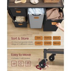 Vasketjskurve p stativ med hjul og 4 rum - kastanjebrun hylde