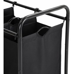 Vasketjskurve - vasketjsvogn p hjul med 3 aftagelige rum - sort
