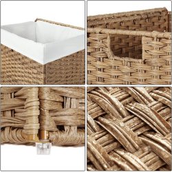 Vasketjskurv med vasketjspose - 90 liter - brun vasketjskurv