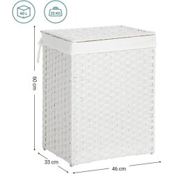 Vasketjskurv med vasketjspose - 90 liter - hvid vasketjskurv