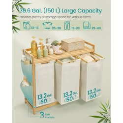 Vasketjskurve med 3 rum - 3 vasketjsposer - creme hvid