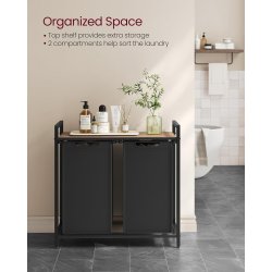 Vasketjskurve p stativ med 2 rum - 2 vasketjsposer - brun