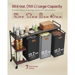 Vasket�jskurve p� stativ med hjul med 3 rum - kastanjebrun hylde