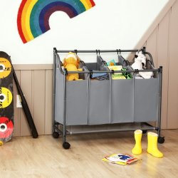 Vasketjskurve - vasketjsvogn p hjul med 4 aftagelige rum - gr