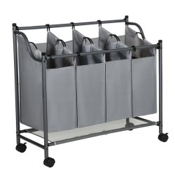 Vasketjskurve - vasketjsvogn p hjul med 4 aftagelige rum - gr