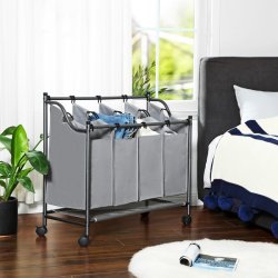 Vasketjskurve - vasketjsvogn p hjul med 4 aftagelige rum - gr