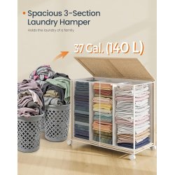 Vasketjskurv p 140L med 3 aftagelige vasketjsposer - brun