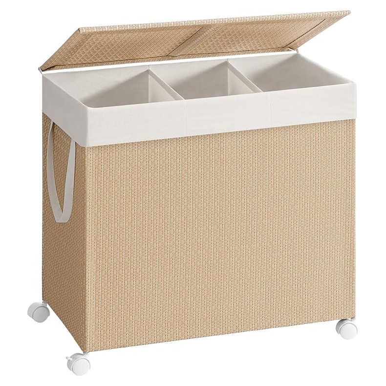 Vasketjskurv p 140L med 3 aftagelige vasketjsposer - brun