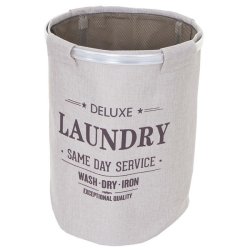 Vasketjspose 55x39cm 65l - beige rund vasketjskurv med net