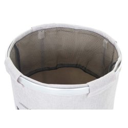 Vasketjspose 55x39cm 65l - beige rund vasketjskurv med net