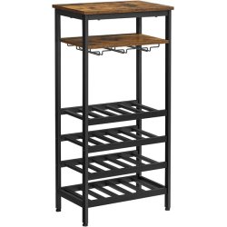 Vinreol til 20 flasker og glasholdere - rustik brun 50x32x100