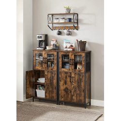 Sk�nk med skabe og glasl�ger - vitrineskab - rustik brun 60x30x108