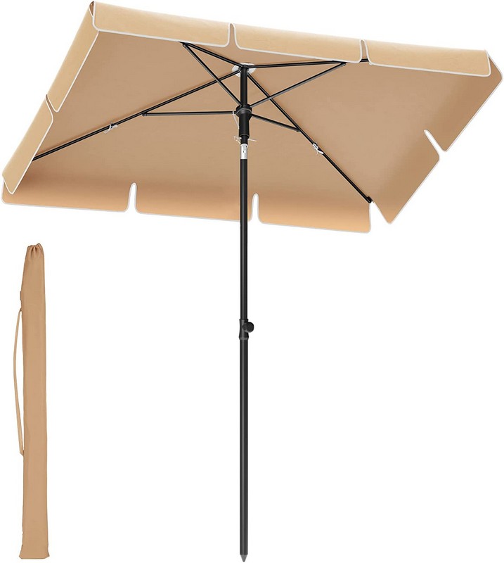 Altanparasol 180 x 125 cm - firkantet 1,8x1,25 M parasol - taupe - Haveparasoller > Hængeparasoller og altanparasoller - Daily-Living
