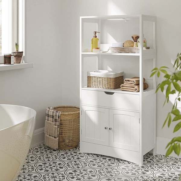 Billede af Badeværelsesskab - hvid badeværelsesreol - 122 x 60 x 32,5 cm - Reoler og hylder > Reoler - gulvreoler og stuereoler - Daily-Living