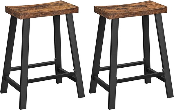 Billede af Barstol i industrielt design - sæt med 2 barstole - rustik brun - Barstole > Barstole i industrielt design - Daily-Living