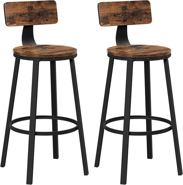 Billede af Barstol i industrielt design - sæt med 2 barstole - rustik brun - Barstole > Barstole i industrielt design - Daily-Living