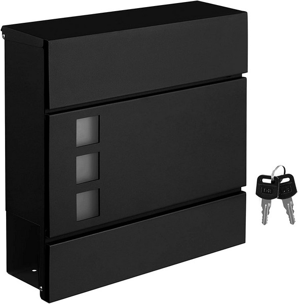 Brevkasse med avisrør - væghængt postkasse - sort brevkasse - Postkasser - Daily-Living