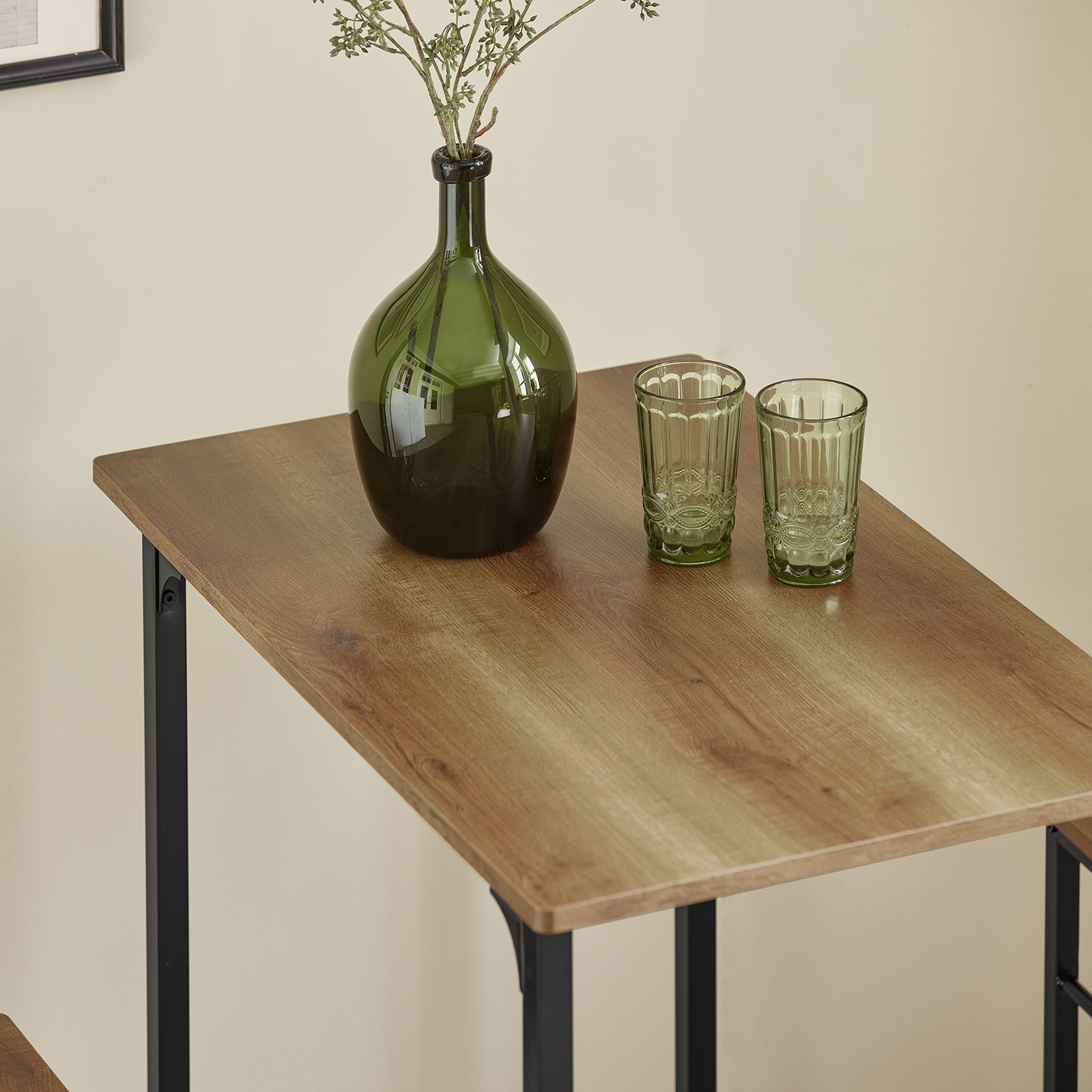 Barbord med skamler, barbordssæt, brun træ look 80x50x87, produktbillede 4 af 8, Barborde hos HomeNordic