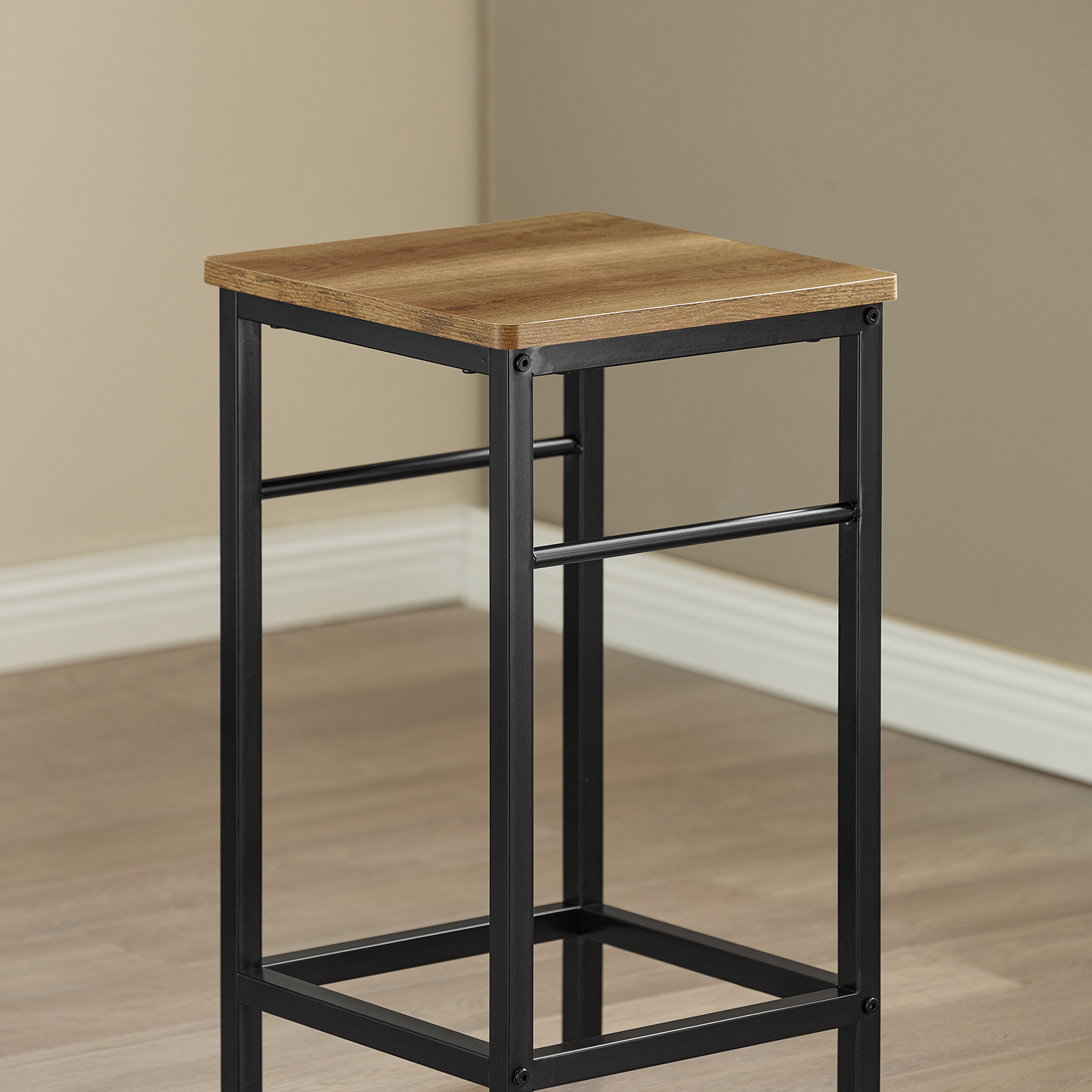 Barbord med skamler, barbordssæt, brun træ look 80x50x87, produktbillede 5 af 8, Barborde hos HomeNordic