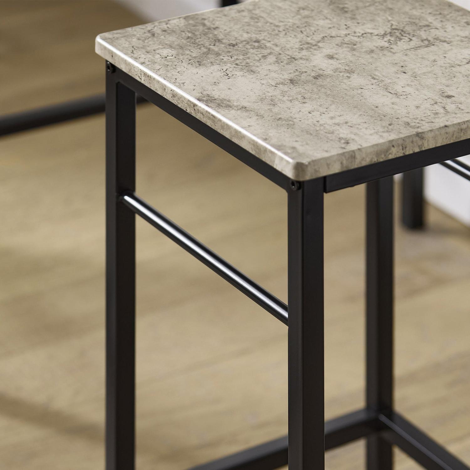 Barbord med skamler, barbordssæt, grå beton look 80x50x87, produktbillede 5 af 10, Barborde hos HomeNordic