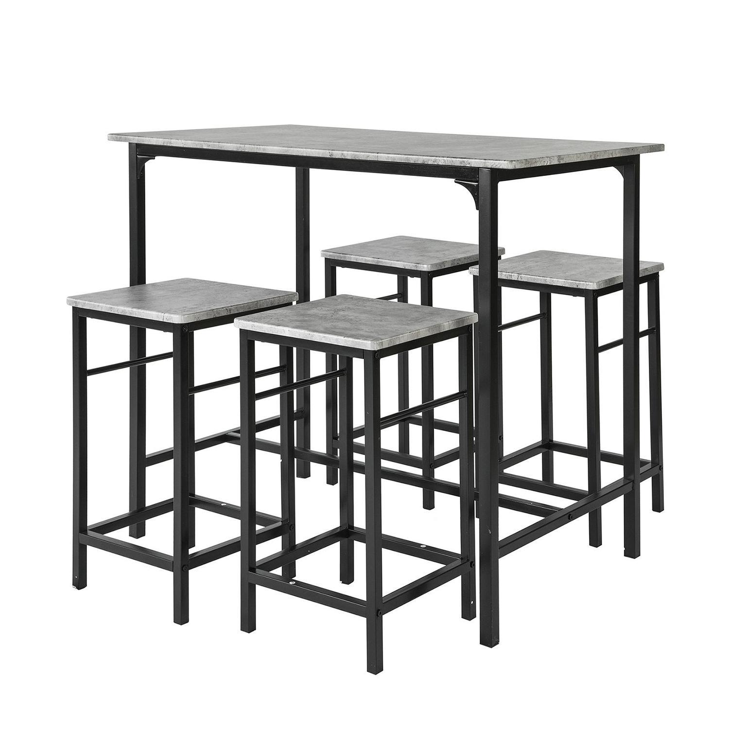 Barbord med skamler, barbordssæt, grå beton look 100x60x87, produktbillede 9 af 9, Barborde hos HomeNordic