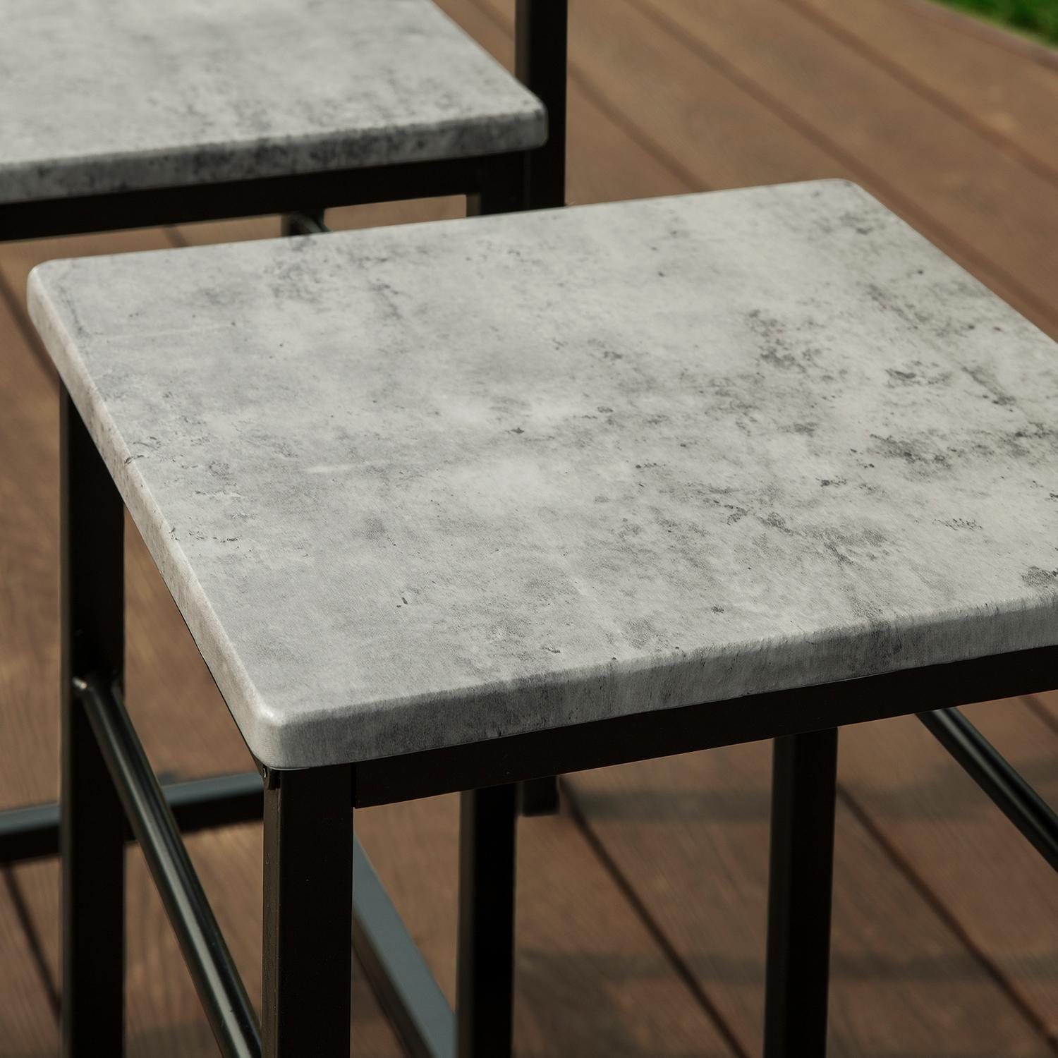 Barbord med skamler, barbordssæt, grå beton look 100x60x87, produktbillede 7 af 9, Barborde hos HomeNordic