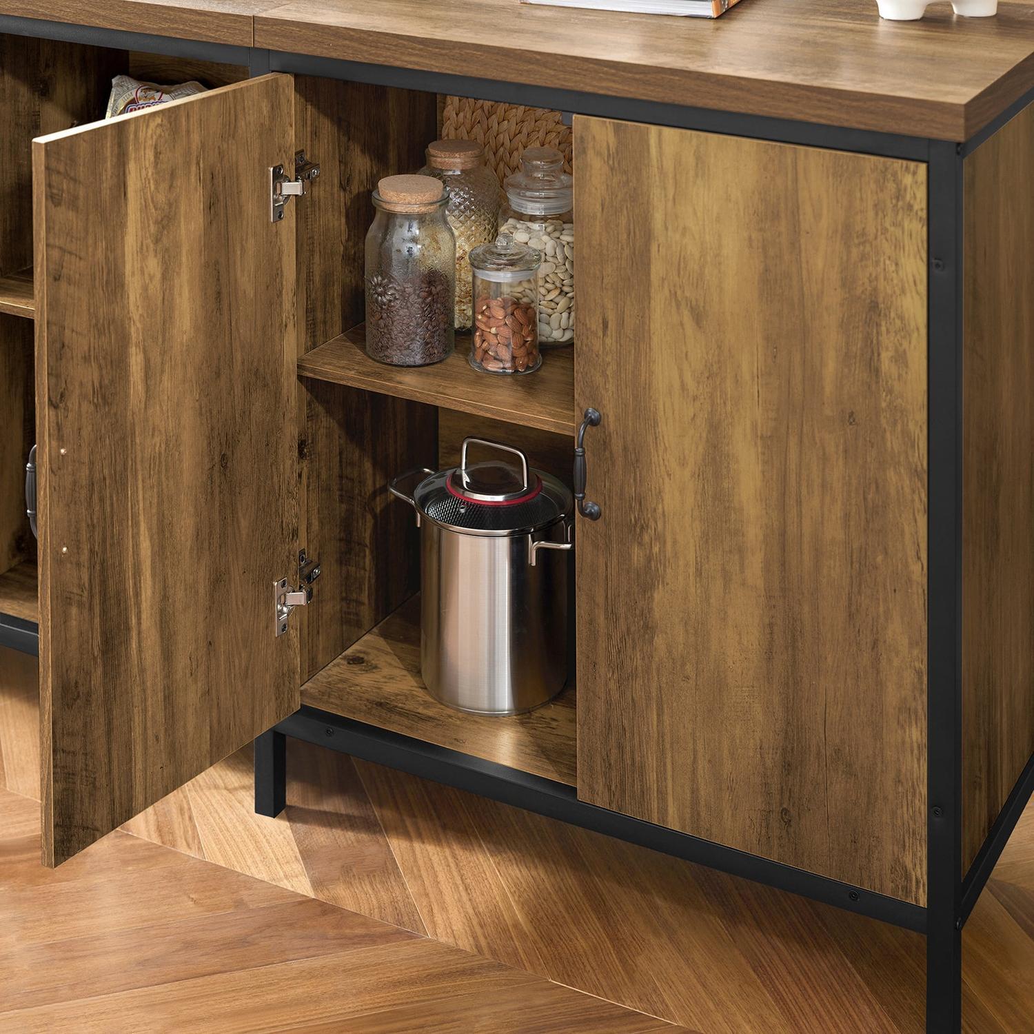 Køkkenø industrielt look, barbord med hylder, brun 170x60x89, produktbillede 5 af 10, Barborde hos HomeNordic
