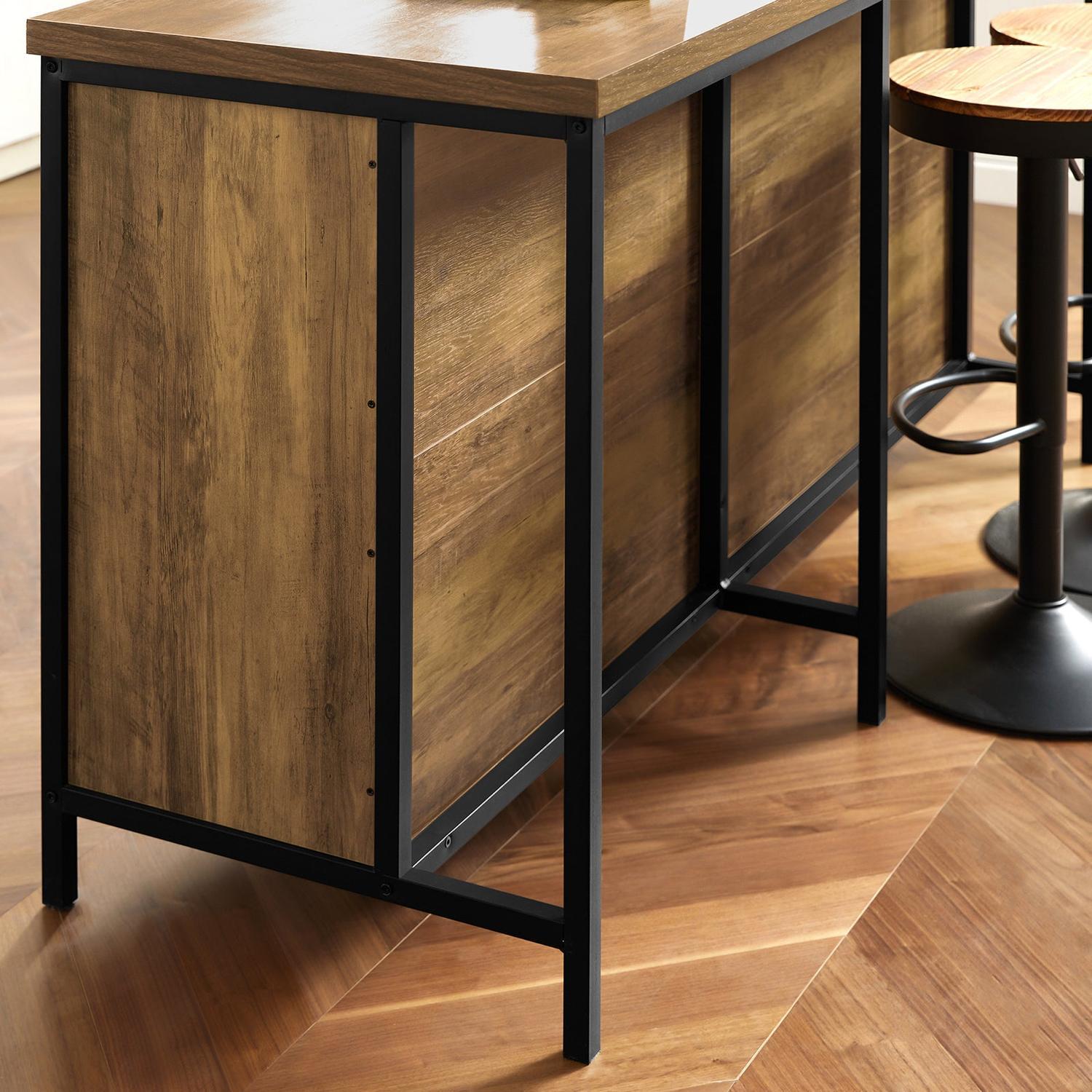 Køkkenø industrielt look, barbord med hylder, brun 170x60x89, produktbillede 6 af 10, Barborde hos HomeNordic