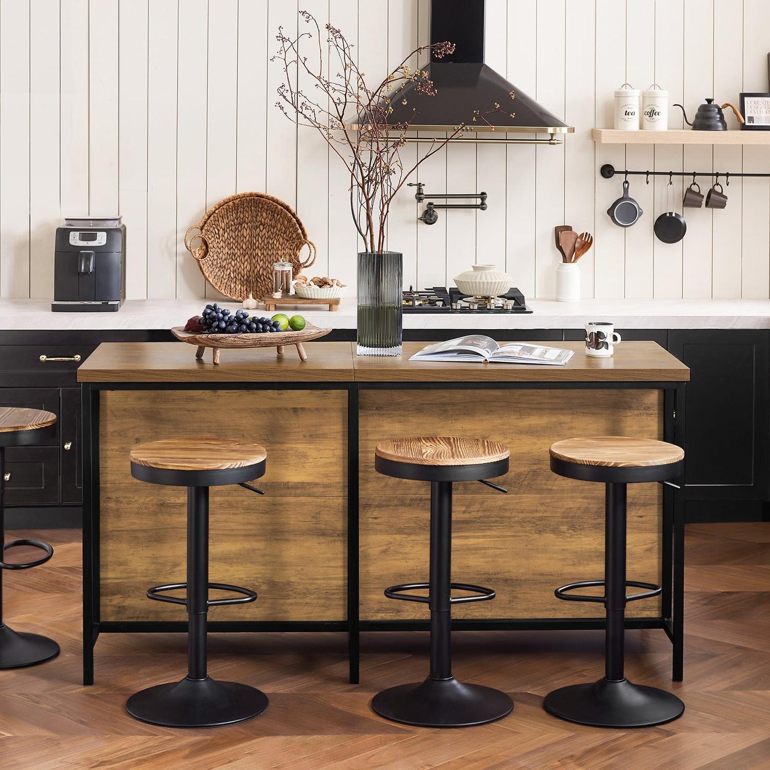 Køkkenø industrielt look, barbord med hylder, brun 170x60x89, produktbillede 9 af 10, Barborde hos HomeNordic
