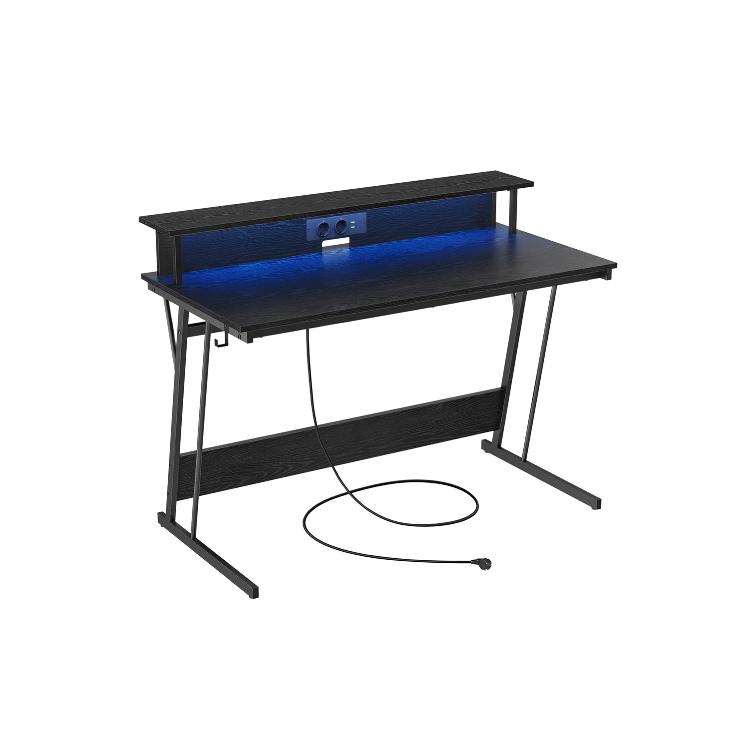 Gamerbord Med Skærmstativ Led Lys Strøm Sort 120x60x76 Borde Daily Living