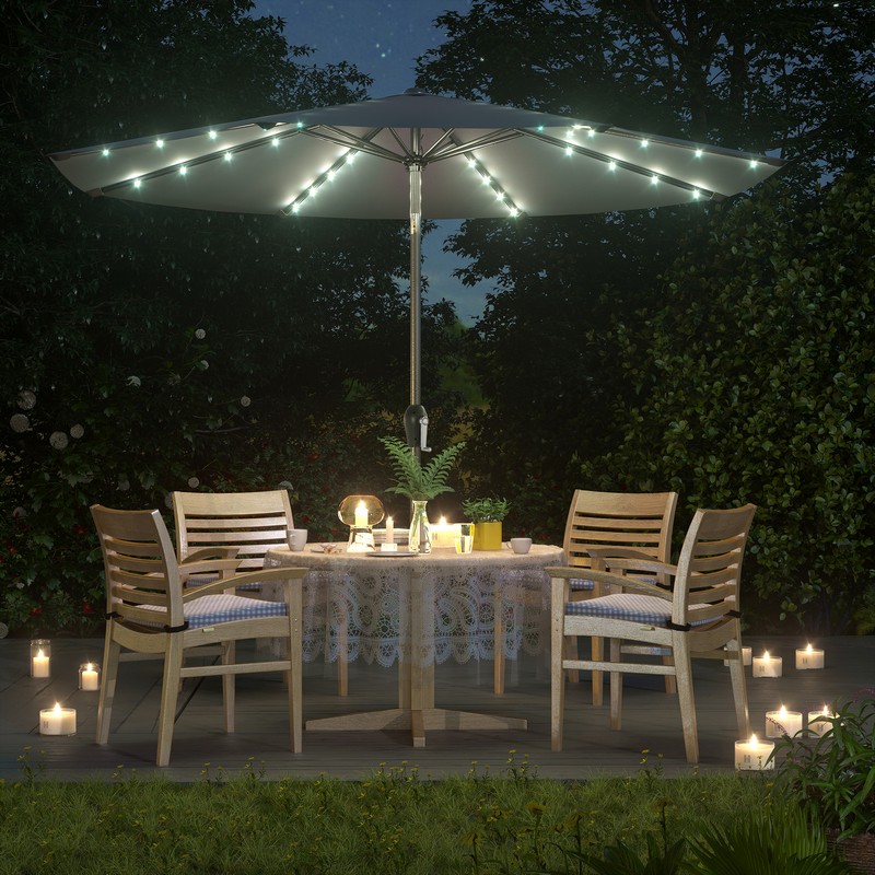 Haveparasol Ø3 M med LED-lys, produktbillede 9 af 9, Parasoller hos HomeNordic