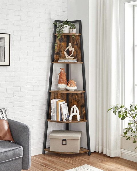 Hjørnereol Stigereol Industrielt Design Rustik Brun Reol Reoler Hylder > Reoler Gulvreoler Stuereoler Daily Living