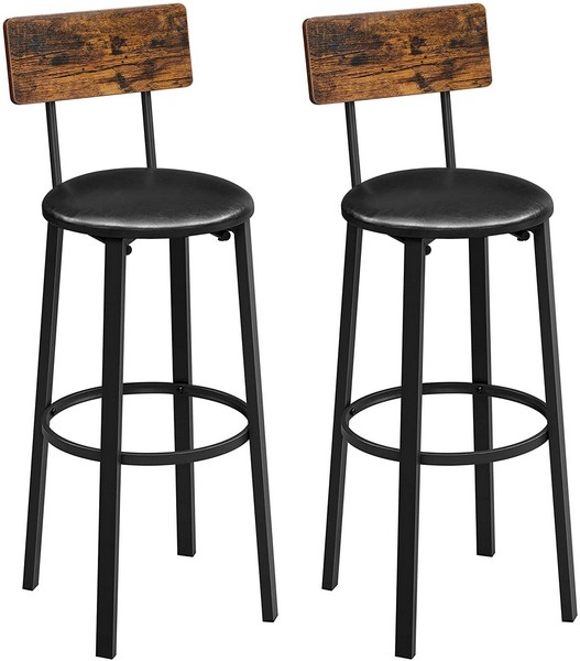 Se Barstole i industrielt design - sæt med 2 barstole - rustik brun - Barstole > Barstole i industrielt design - Daily-Living hos Daily-Living.dk