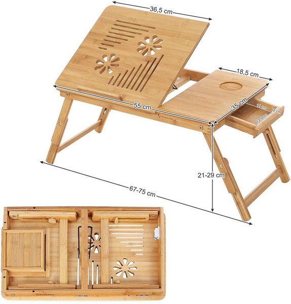 Bærebar laptop stand i bambus, produktbillede 2 af 8, Køkken hos HomeNordic