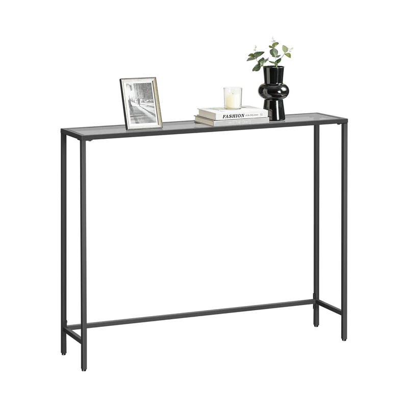 Konsolbord - sidebord med hærdet grå glas og sort stel 100x20x80 - Borde > Sideborde - Daily-Living