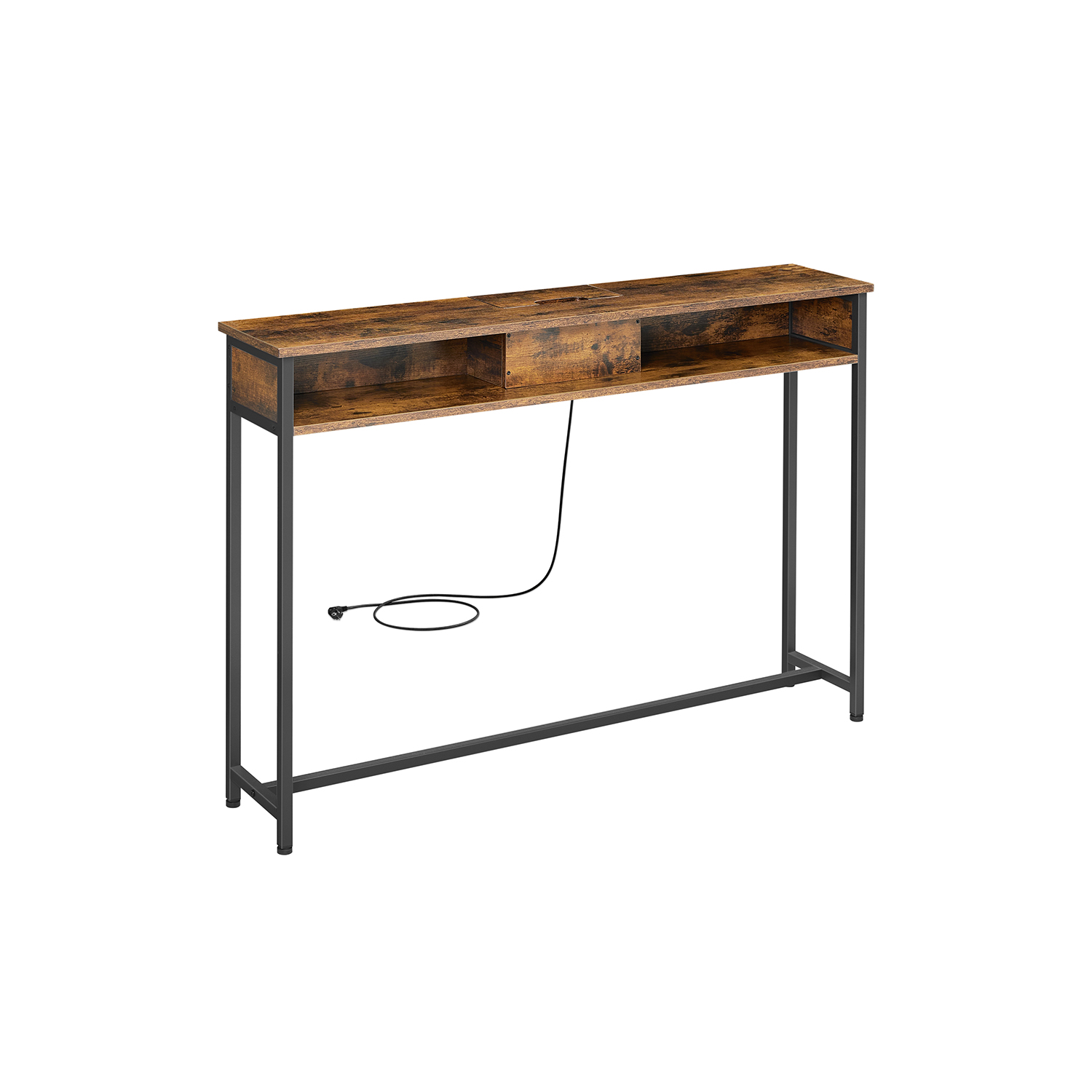 Konsolbord med strøm – smalt sidebord – rustik brun 120x25x81 – Borde > Sideborde – Daily-Living