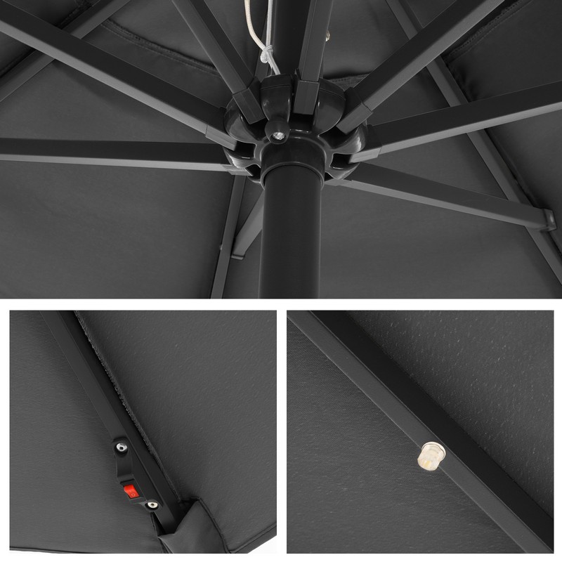Haveparasol Ø3 M med LED-lys, produktbillede 6 af 9, Parasoller hos HomeNordic