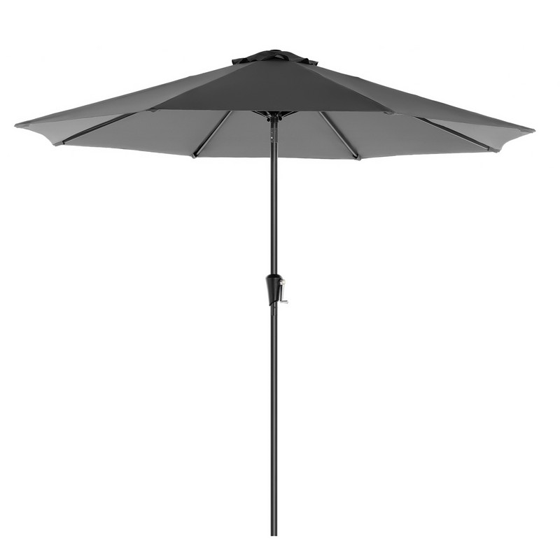 Se Haveparasol Ø3 M med krank - rund Ø 300 cm parasol - grå - Haveparasoller > Metal parasoller - parasoller i metal - Daily-Living hos Daily-Living.dk