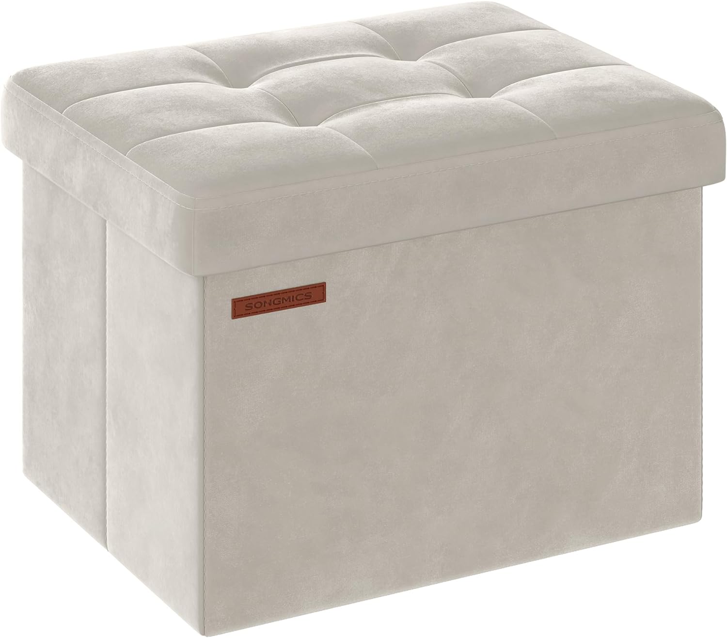 Puf med kiste - skammel med opbevaring 31 x 41 x 31 - creme hvid - Skamler, taburetter og puffer - Daily-Living