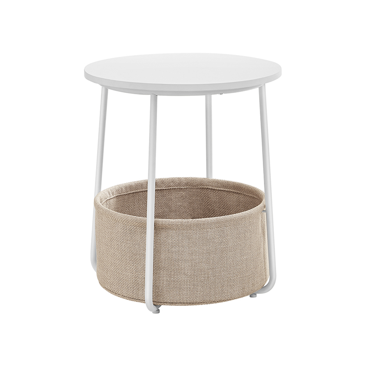 Sidebord Rundt Hjørnebord Med Stofkurv Hvid Ø45 H50 Borde > Runde Borde Daily Living