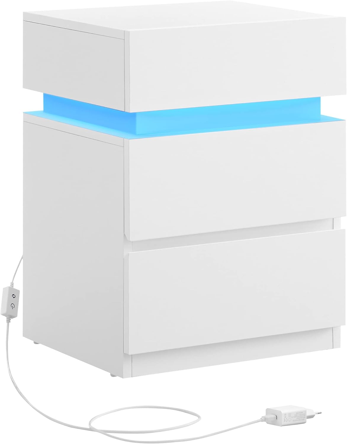 Sengebord Med Led Lys Sidebord Hjørnebord Hvid 35x40x55 Borde Sengeborde Daily Living