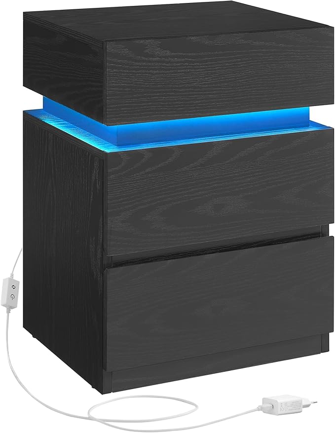 Sengebord Med Led Lys Sidebord Hjørnebord Sort 35x40x55 Borde Sengeborde Daily Living
