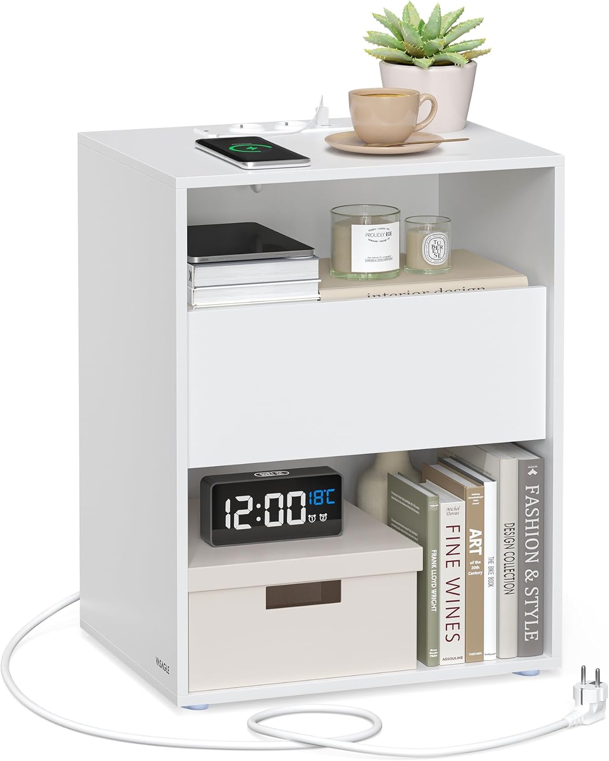 Sengebord – samles uden værktøj – sidebord – hvid 35x45x58 – Borde > Sengeborde – Daily-Living