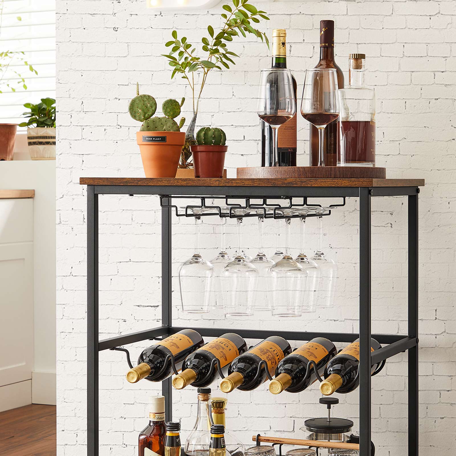 Rullebord med glas og flaskeholdere, produktbillede 5 af 6, Barvogne & rulleborde hos HomeNordic