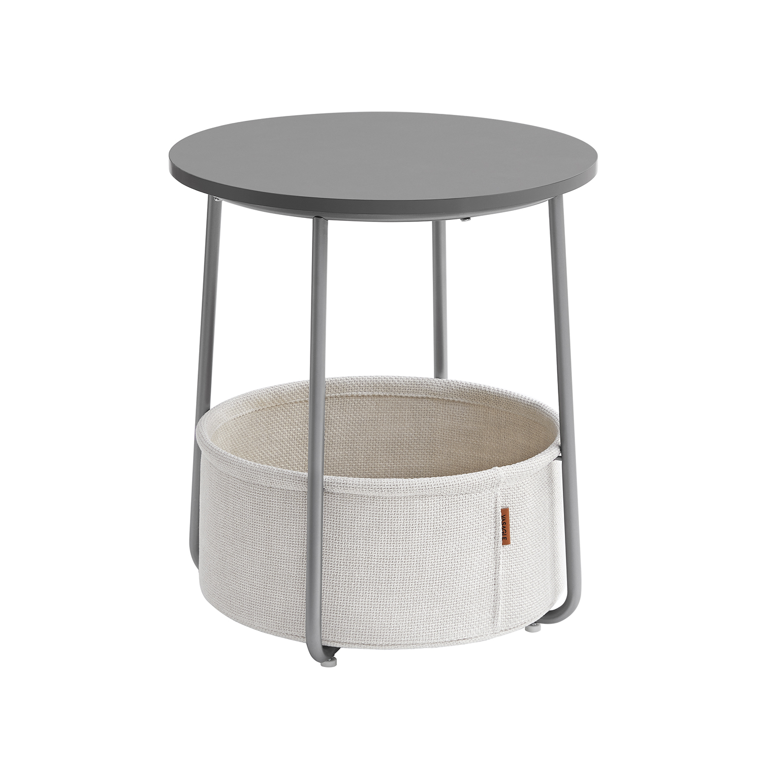 Sidebord Rundt Hjørnebord Med Stofkurv Grå Ø45 X H50 Cm Borde > Runde Borde Daily-living