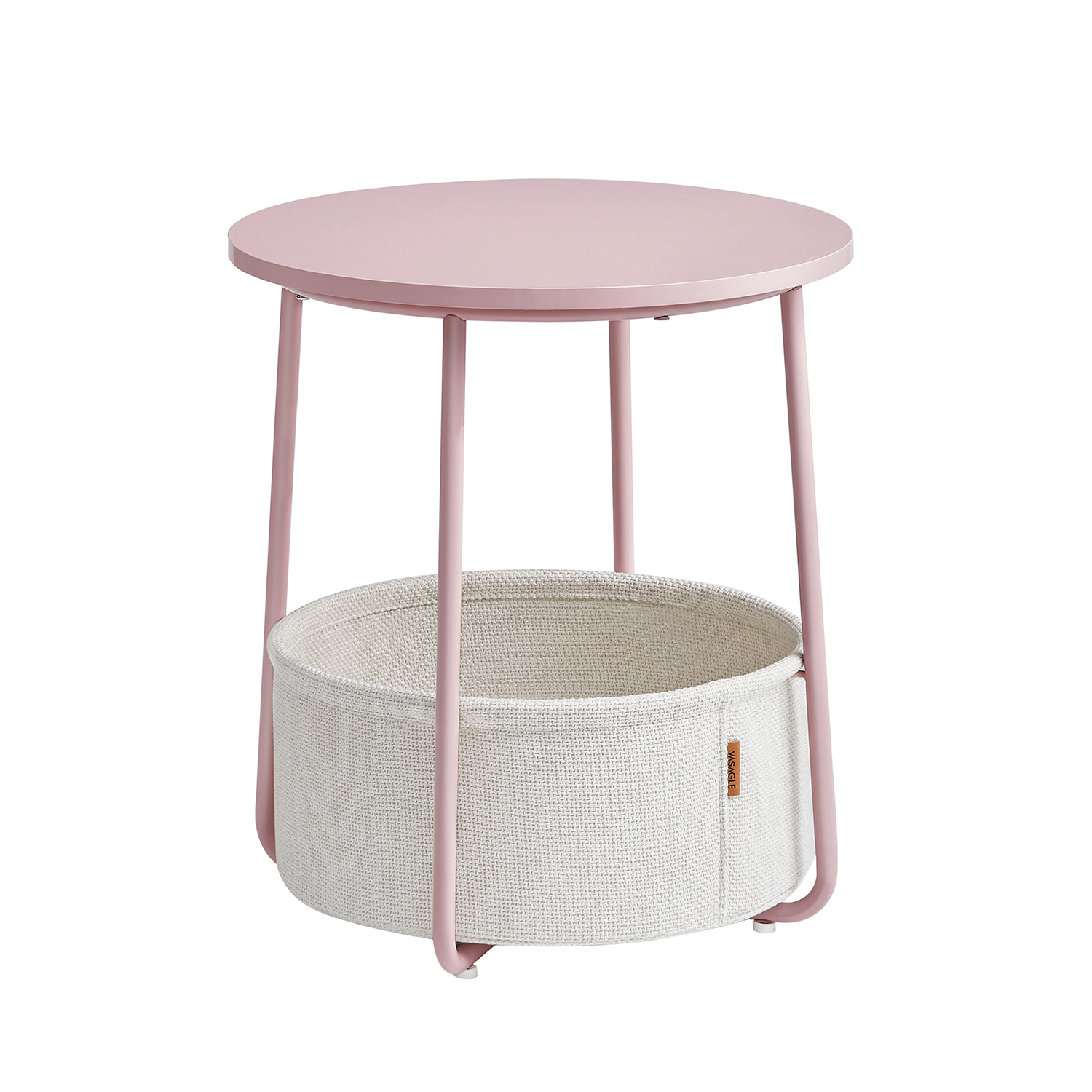 Sidebord Rundt Hjørnebord Med Stofkurv Pink Ø45 H50 Borde > Runde Borde Daily Living