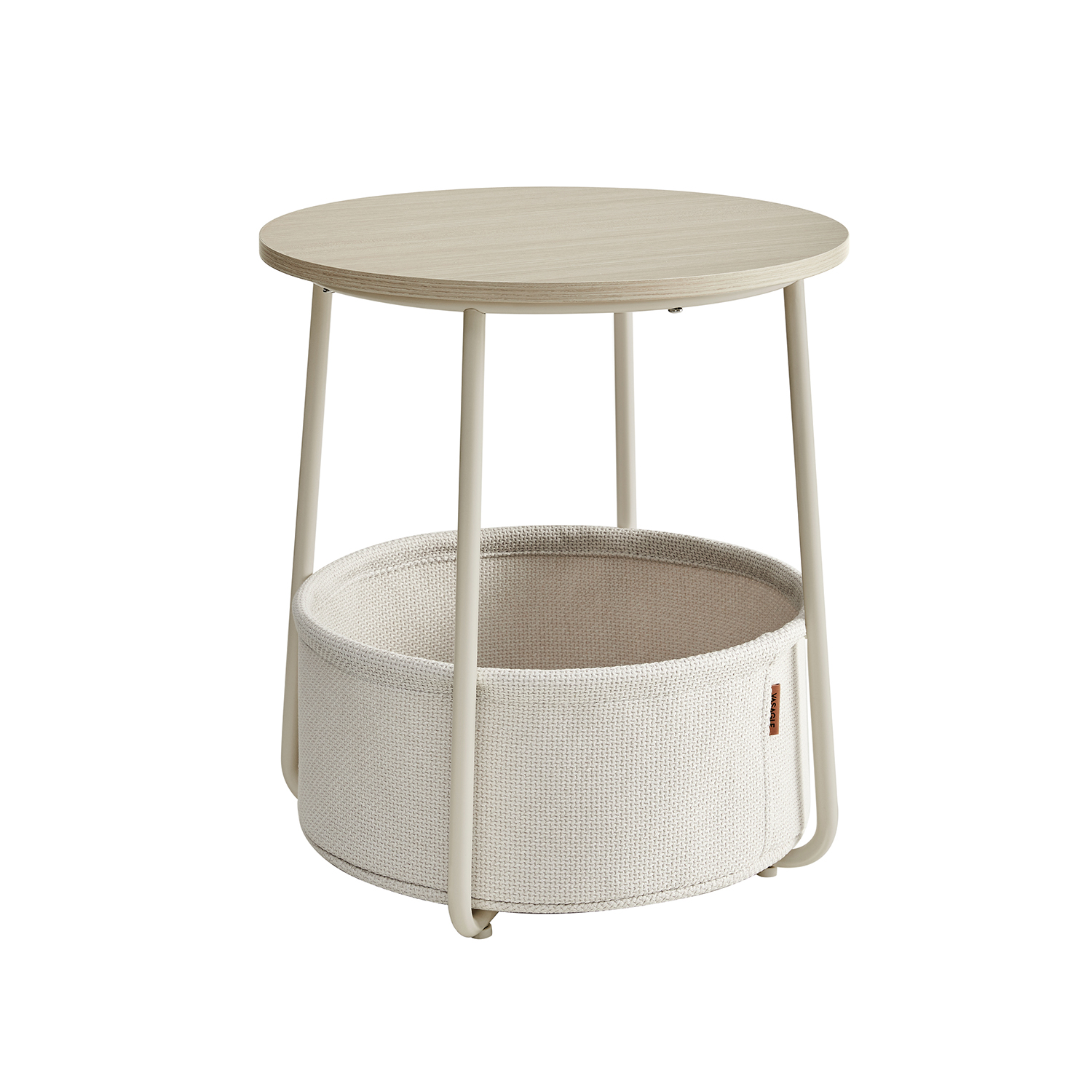 Sidebord Rundt Hjørnebord Med Stofkurv Creme Hvid Ø45 H50 Borde > Runde Borde Daily Living