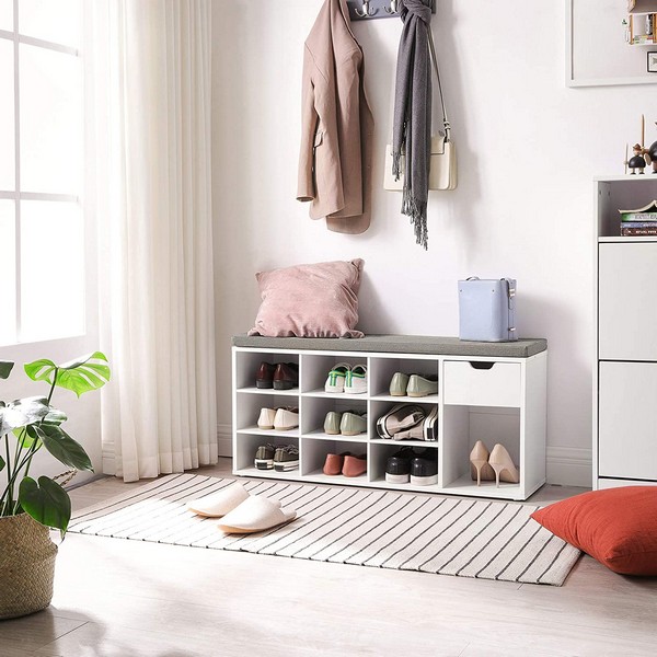 Billede af Skobænk - siddebænk med skohylder - entrebænk med skorum - hvid - Entremøbler og garderobe > Bænke - entremøbler - Daily-Living