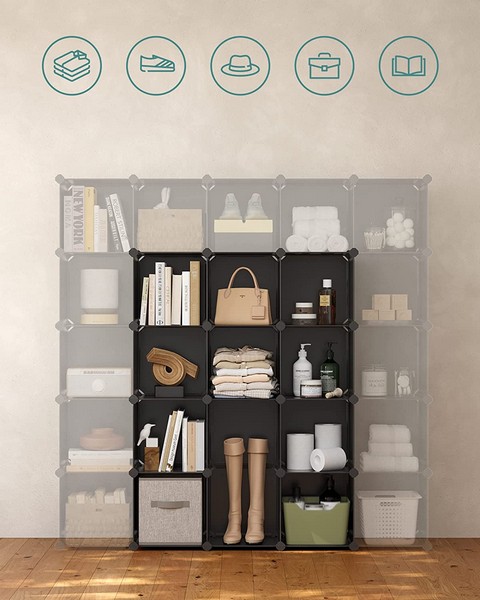 Billede af Opbevaringsskab - kubisk skab i plastik - plastikskab med 16 rum - Entremøbler og garderobe > Garderobeskabe - klædeskabe - Daily-Living hos Daily-Living.dk