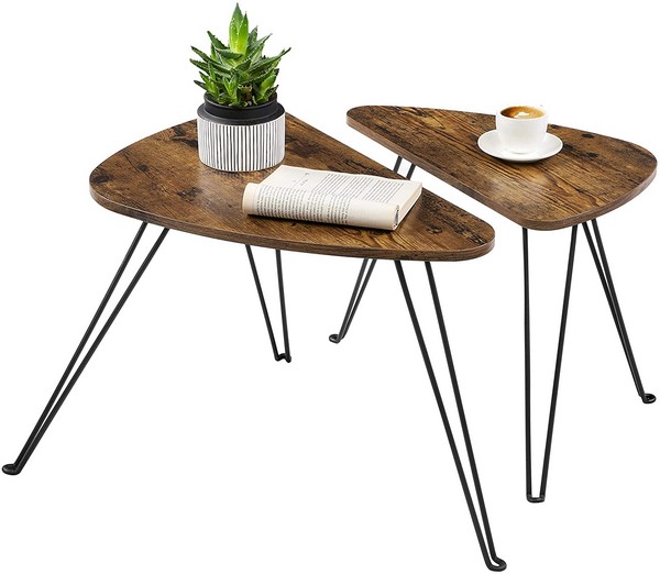 Billede af Sofabordssæt - 2 sideborde i industrielt design - rustik brun - Borde > Sideborde - Daily-Living
